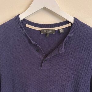 Ted Baker Purple Textured Henley Top